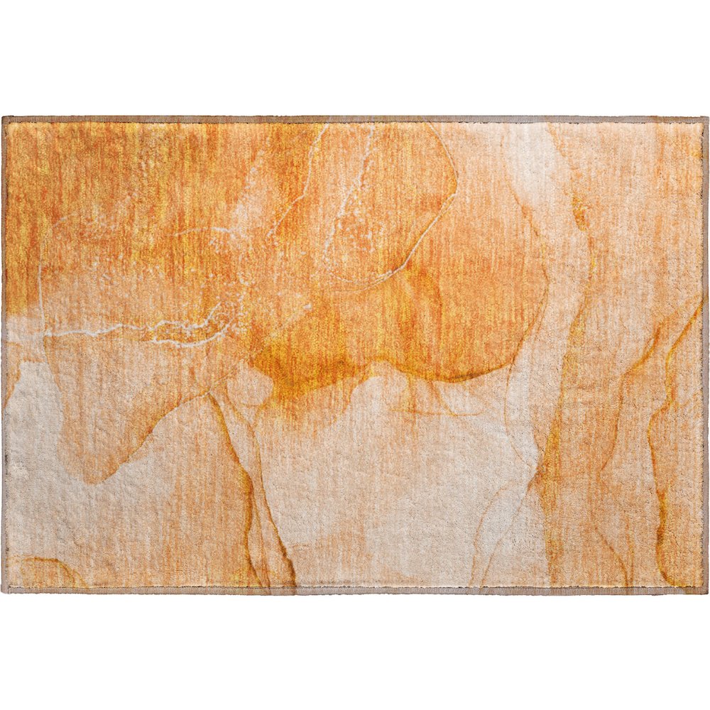 Premium Machine Washable Mayfield  Orange 1'8" x 2'6" Rug. Picture 1