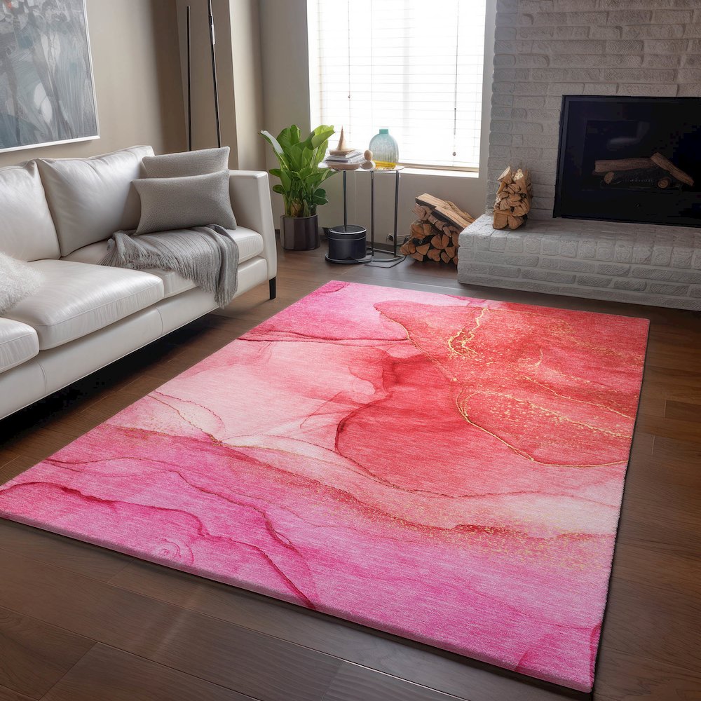 Premium Machine Washable Mayfield  Pink 2'6" x 3'10" Rug. Picture 6