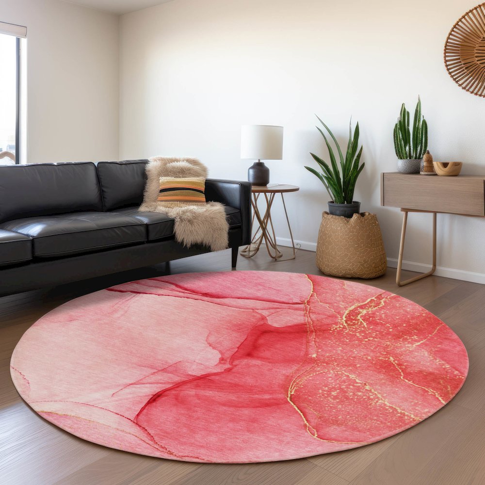 Premium Machine Washable Mayfield  Pink 8' x 8' Round Rug. Picture 5
