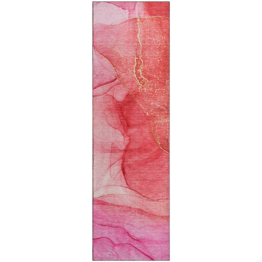 Premium Machine Washable Mayfield  Pink 2'3" x 7'6" Runner Rug. Picture 1
