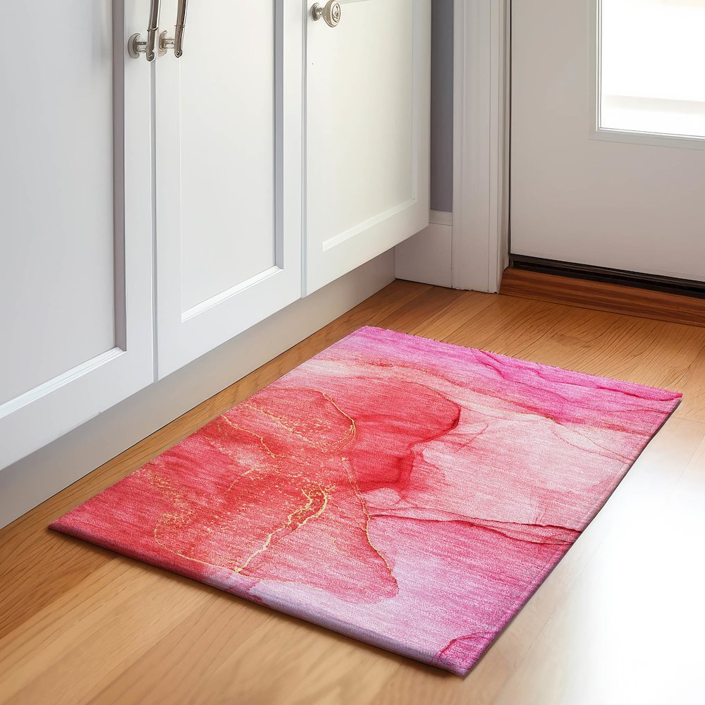 Premium Machine Washable Mayfield  Pink 1'8" x 2'6" Rug. Picture 5