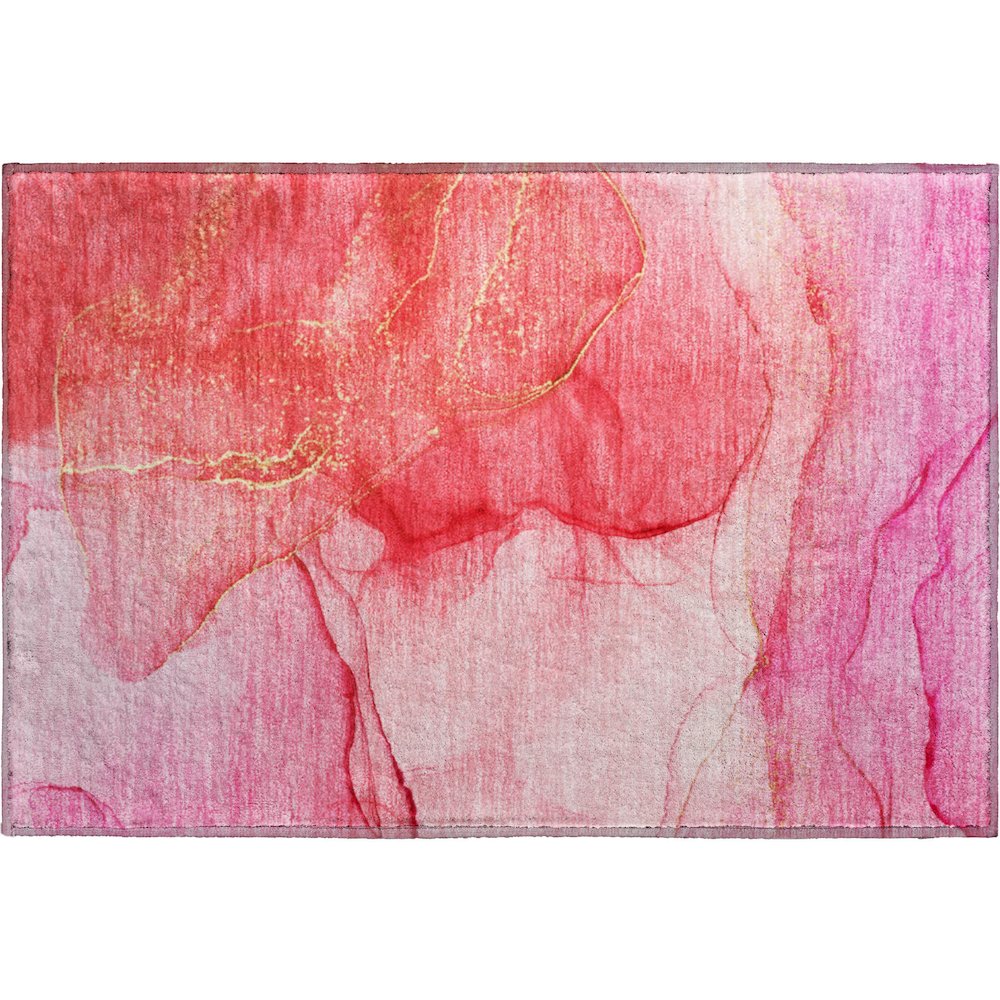 Premium Machine Washable Mayfield  Pink 1'8" x 2'6" Rug. Picture 1