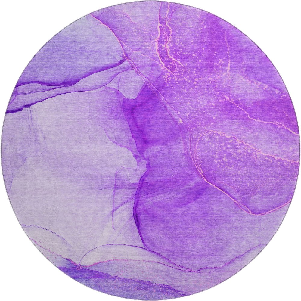 Premium Machine Washable Mayfield  Purple 8' x 8' Round Rug. Picture 1