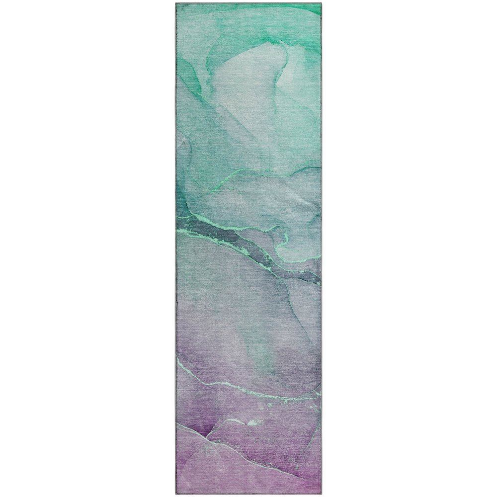 Premium Machine Washable Mayfield  Aloe 2'3" x 7'6" Runner Rug. Picture 1