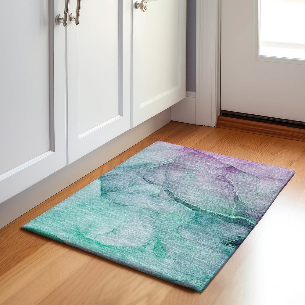 Premium Machine Washable Mayfield  Aloe 1'8" x 2'6" Rug. Picture 5