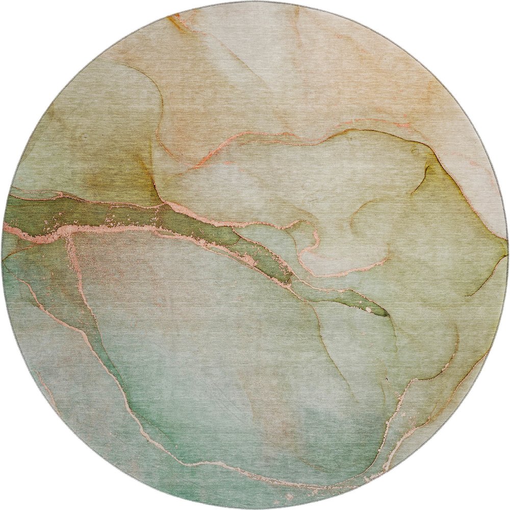 Premium Machine Washable Mayfield  Teal 8' x 8' Round Rug. Picture 1