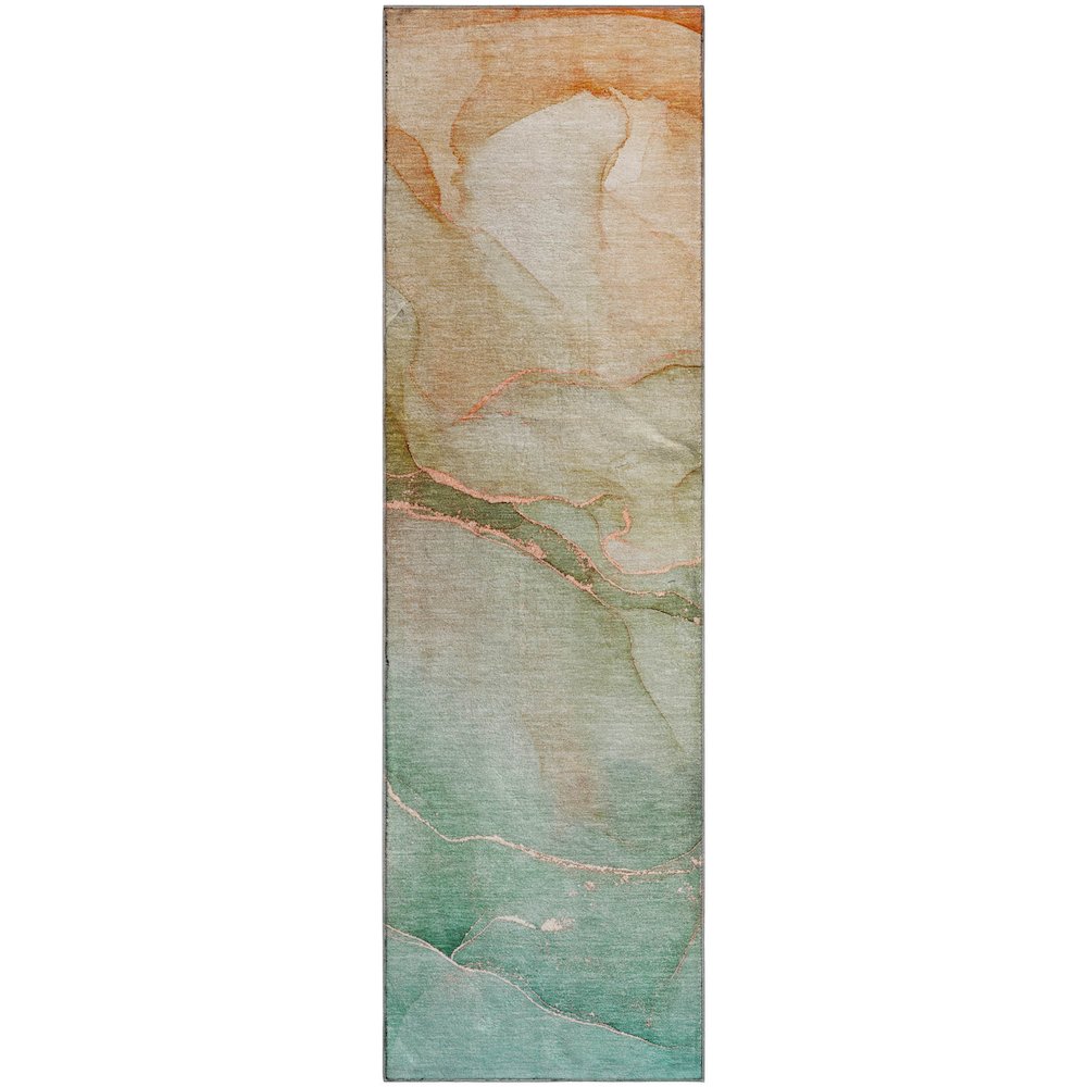 Premium Machine Washable Mayfield  Teal 2'3" x 7'6" Runner Rug. Picture 1