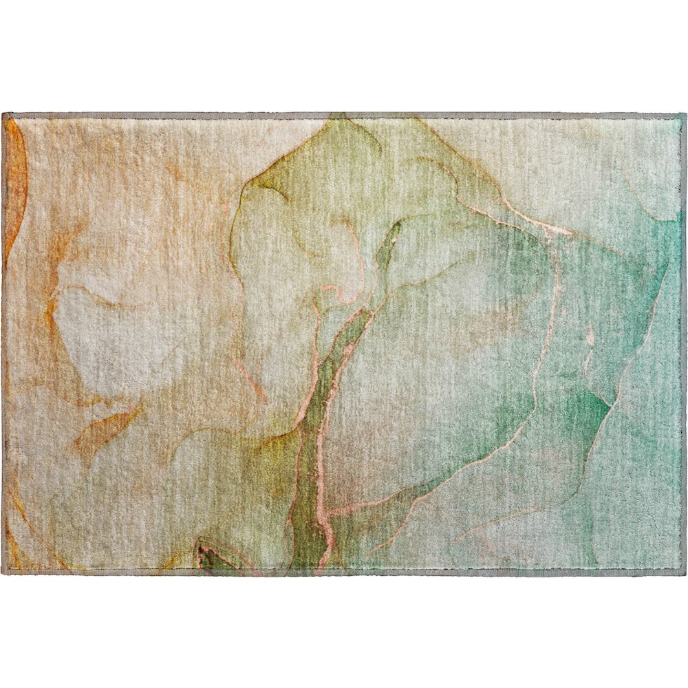 Premium Machine Washable Mayfield  Teal 1'8" x 2'6" Rug. Picture 1