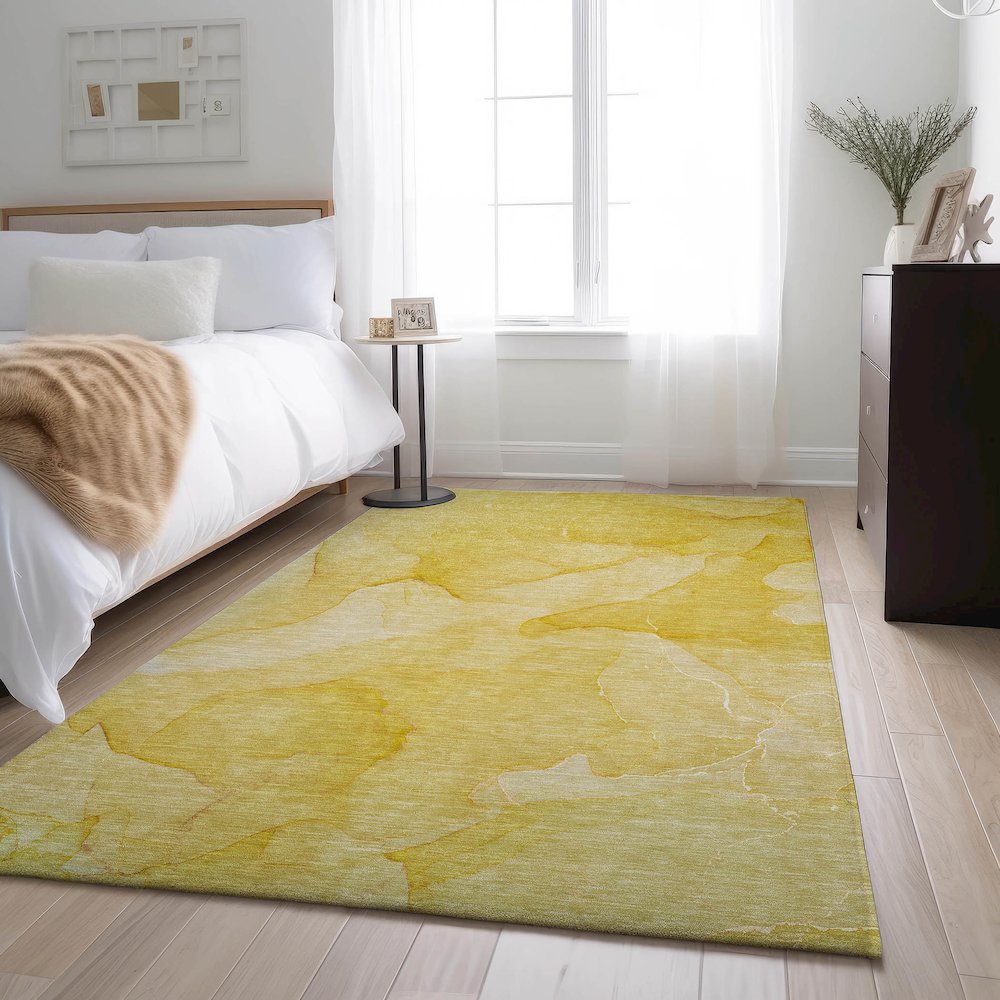 Premium Machine Washable Mayfield  Gold 2'6" x 3'10" Rug. Picture 5