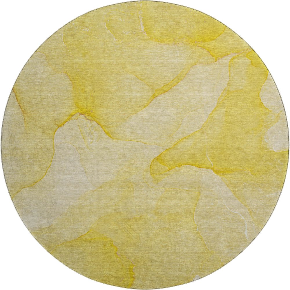 Premium Machine Washable Mayfield  Gold 8' x 8' Round Rug. Picture 1