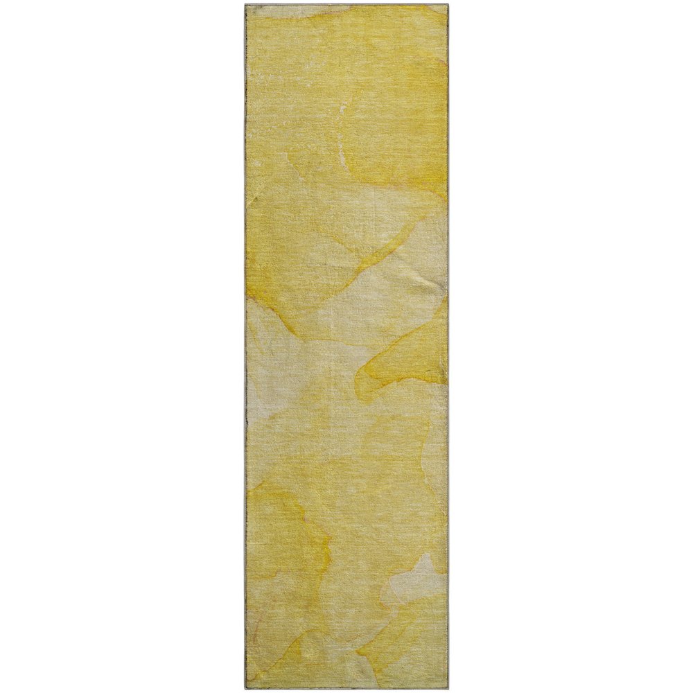 Premium Machine Washable Mayfield  Gold 2'3" x 7'6" Runner Rug. Picture 1