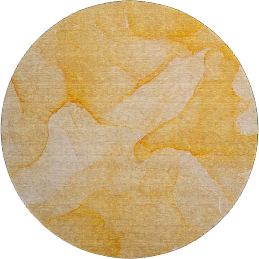 Premium Machine Washable Mayfield  Orange 8' x 8' Round Rug. Picture 1