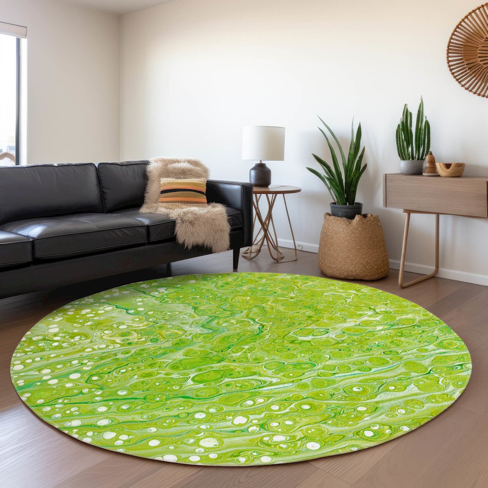 Premium Machine Washable Mayfield  Clover 8' x 8' Round Rug. Picture 5