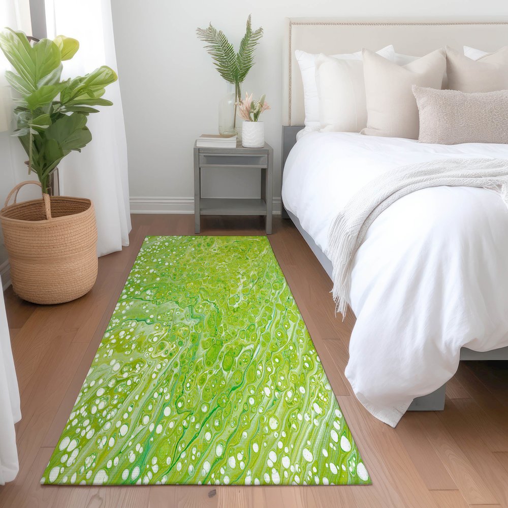 Premium Machine Washable Mayfield  Clover 2'3" x 7'6" Runner Rug. Picture 5