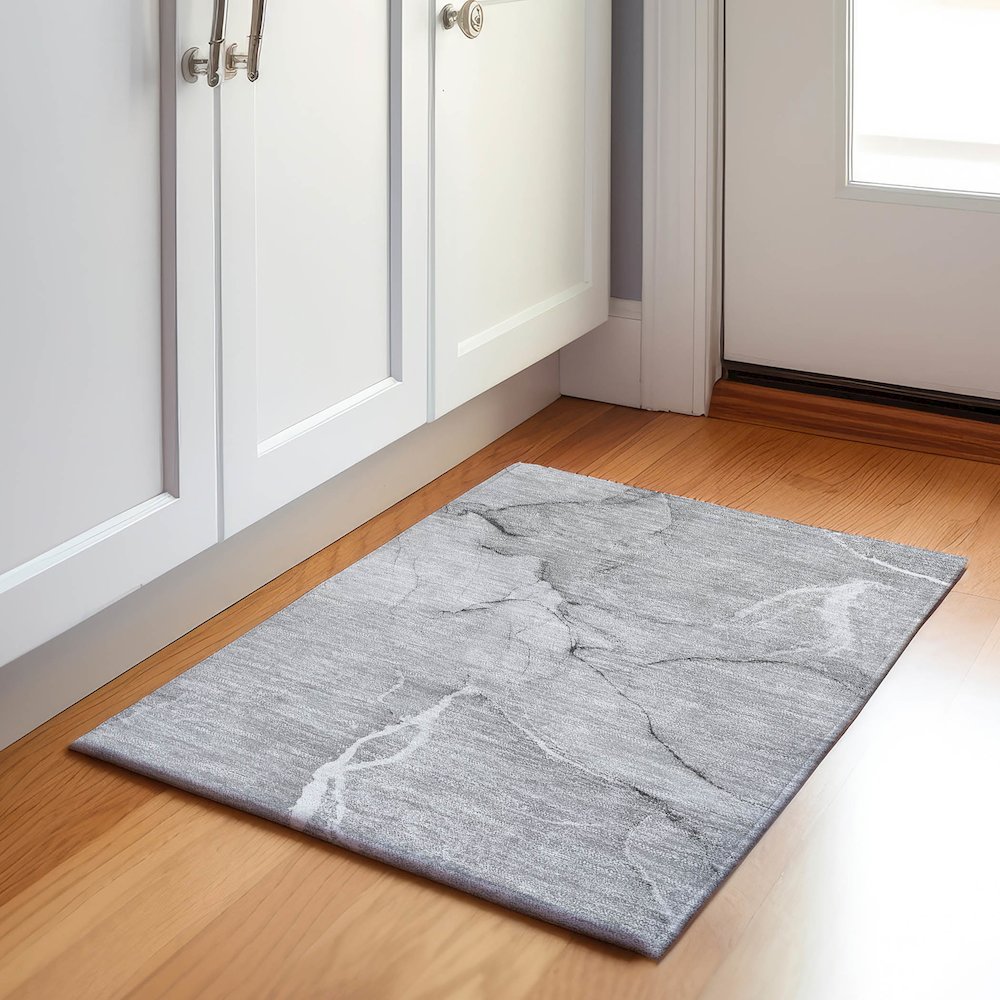 Premium Machine Washable Mayfield  Gray 1'8" x 2'6" Rug. Picture 5