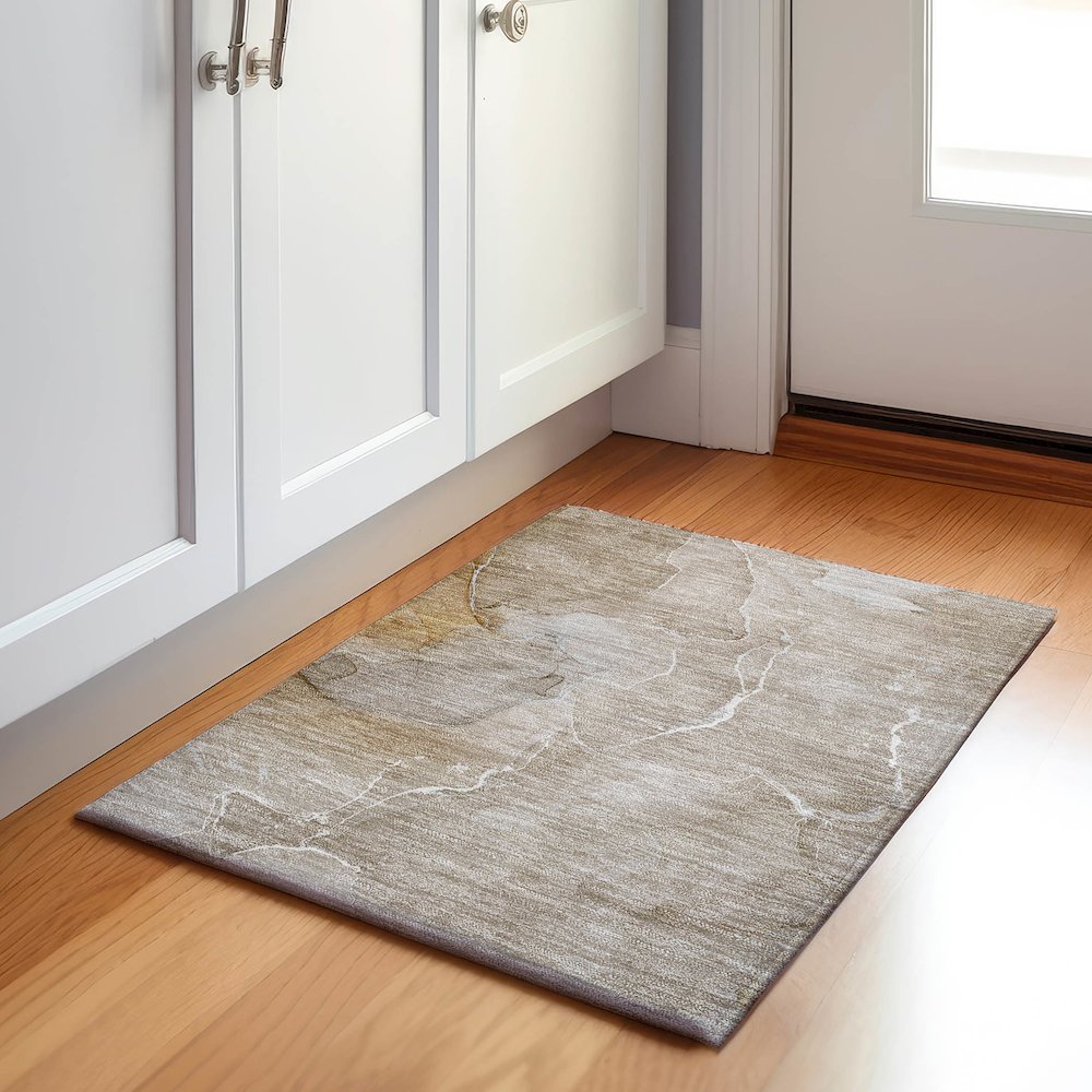 Premium Machine Washable Mayfield  Beige 1'8" x 2'6" Rug. Picture 5
