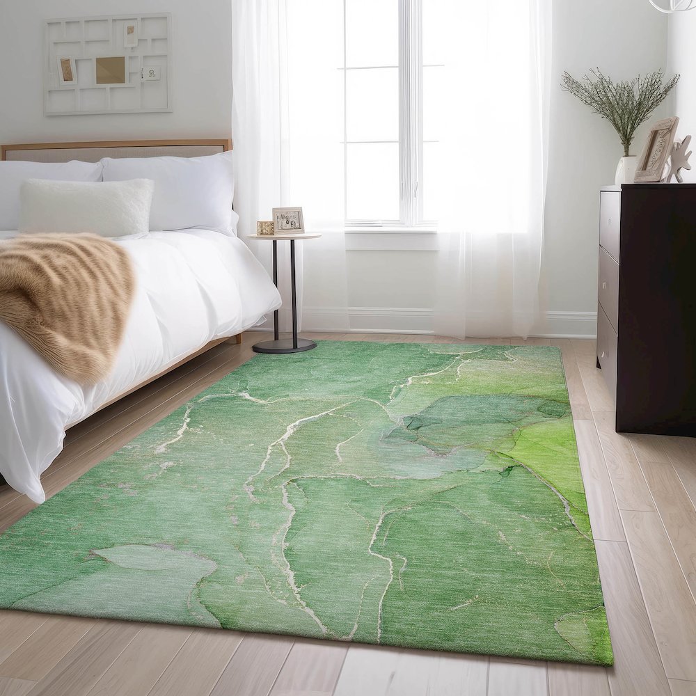 Premium Machine Washable Mayfield  Green 2'6" x 3'10" Rug. Picture 5