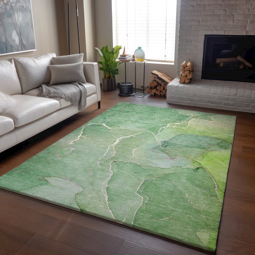 Premium Machine Washable Mayfield  Green 2'6" x 3'10" Rug. Picture 6