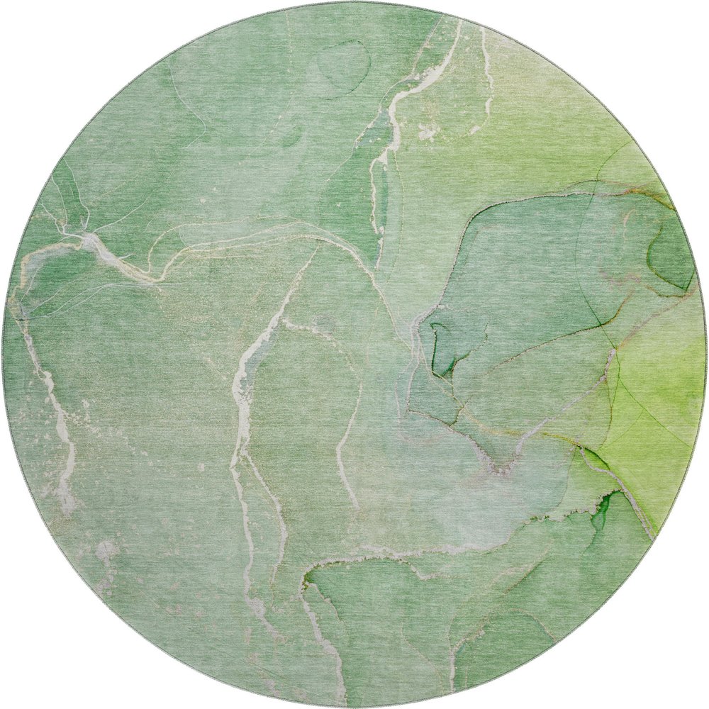 Premium Machine Washable Mayfield  Green 8' x 8' Round Rug. Picture 1