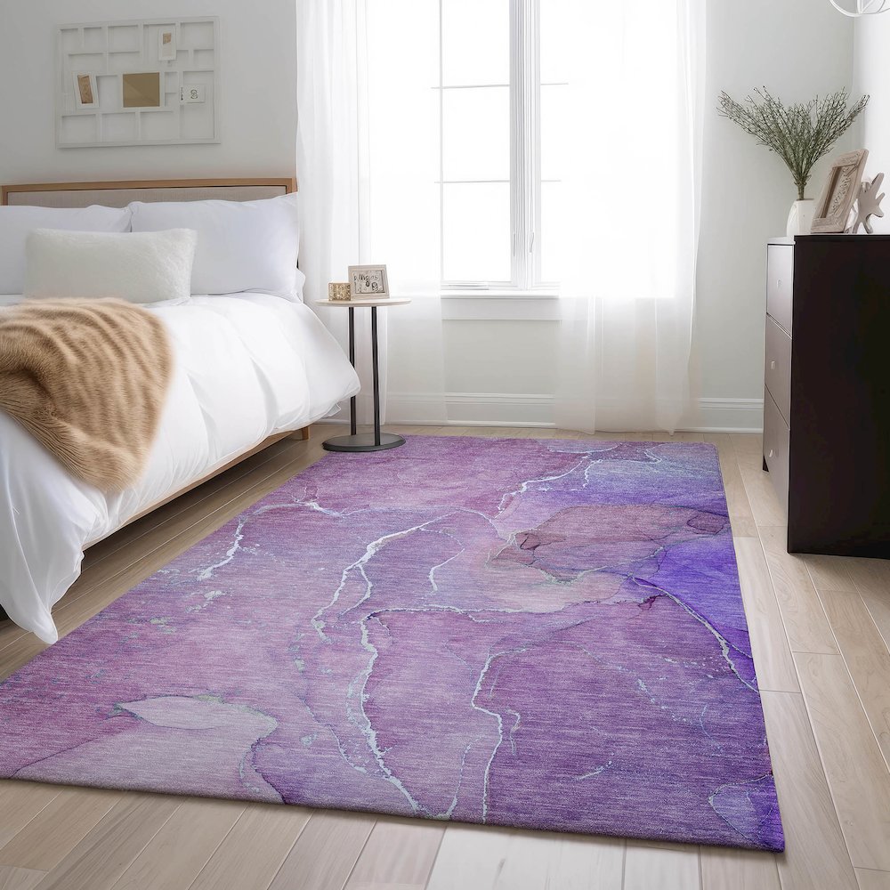 Premium Machine Washable Mayfield  Purple 2'6" x 3'10" Rug. Picture 5