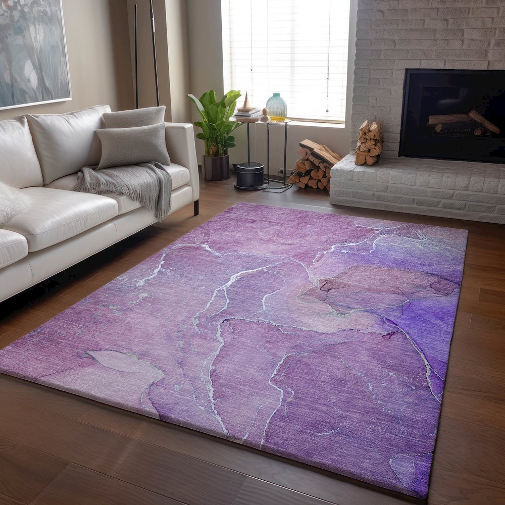 Premium Machine Washable Mayfield  Purple 2'6" x 3'10" Rug. Picture 6
