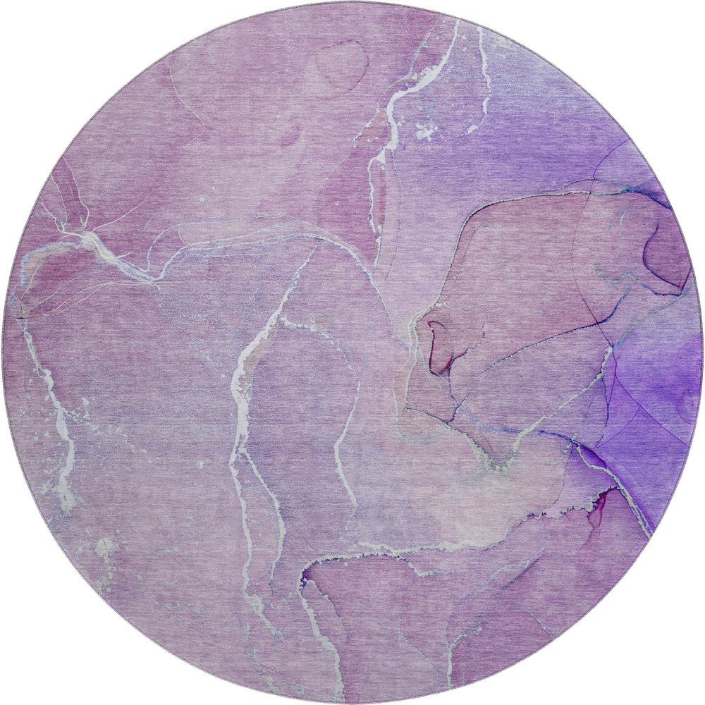 Premium Machine Washable Mayfield  Purple 8' x 8' Round Rug. Picture 1