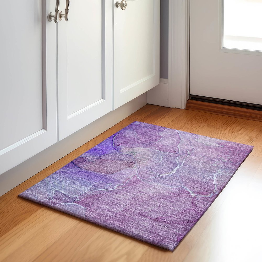 Premium Machine Washable Mayfield  Purple 1'8" x 2'6" Rug. Picture 5