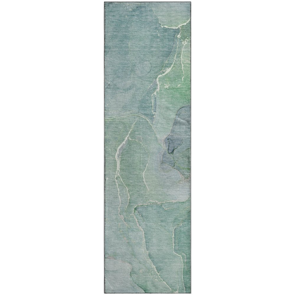 Premium Machine Washable Mayfield  Teal 2'3" x 7'6" Runner Rug. Picture 1