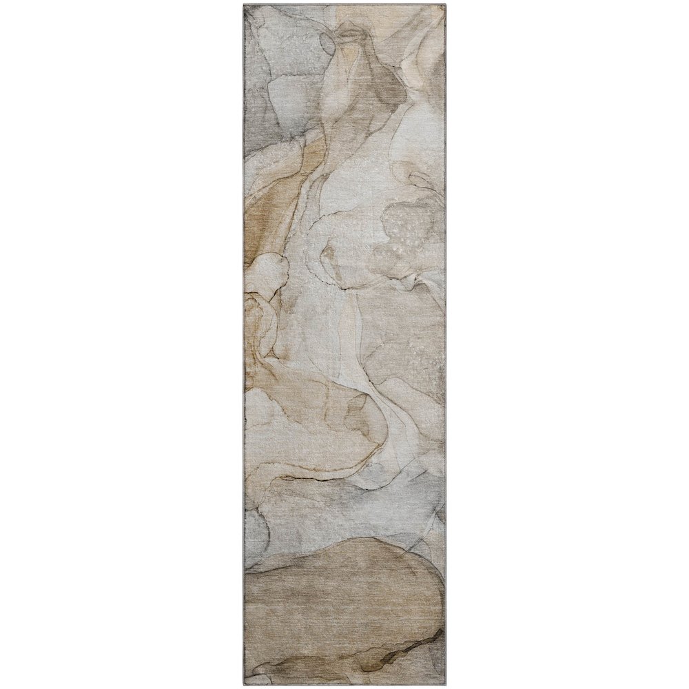 Premium Machine Washable Mayfield  Beige 2'3" x 7'6" Runner Rug. Picture 1