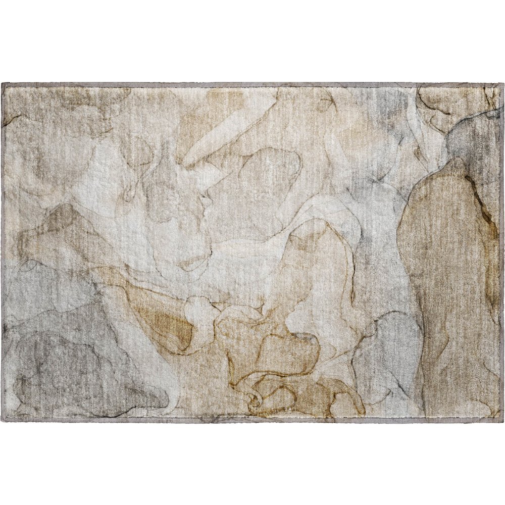 Premium Machine Washable Mayfield  Beige 1'8" x 2'6" Rug. Picture 1