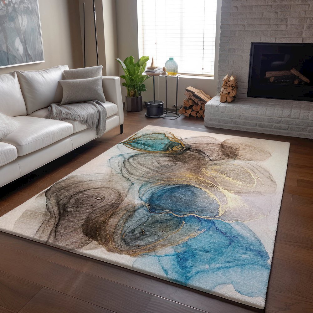 Premium Machine Washable Mayfield  Beige 2'6" x 3'10" Rug. Picture 6