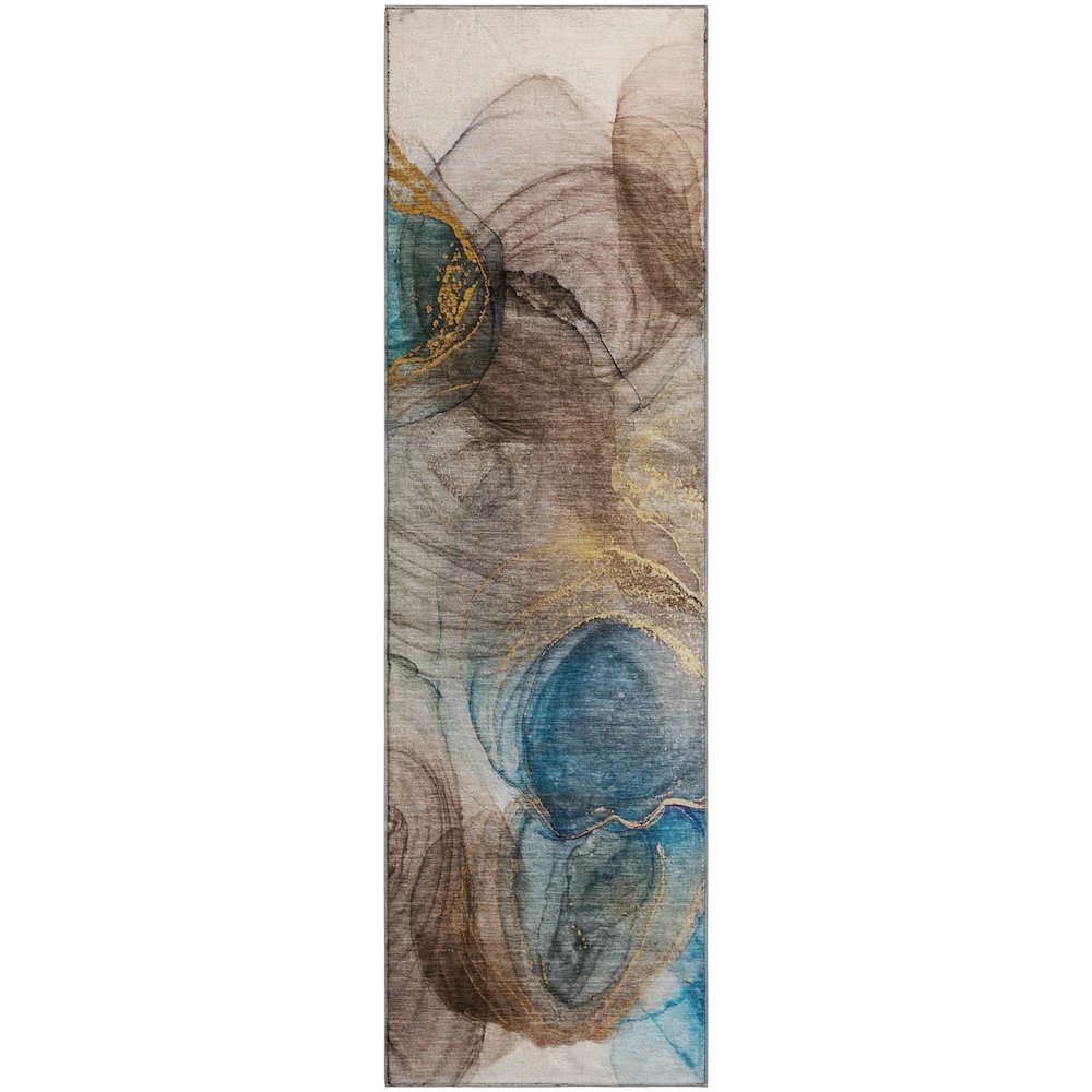 Premium Machine Washable Mayfield  Beige 2'3" x 7'6" Runner Rug. Picture 1