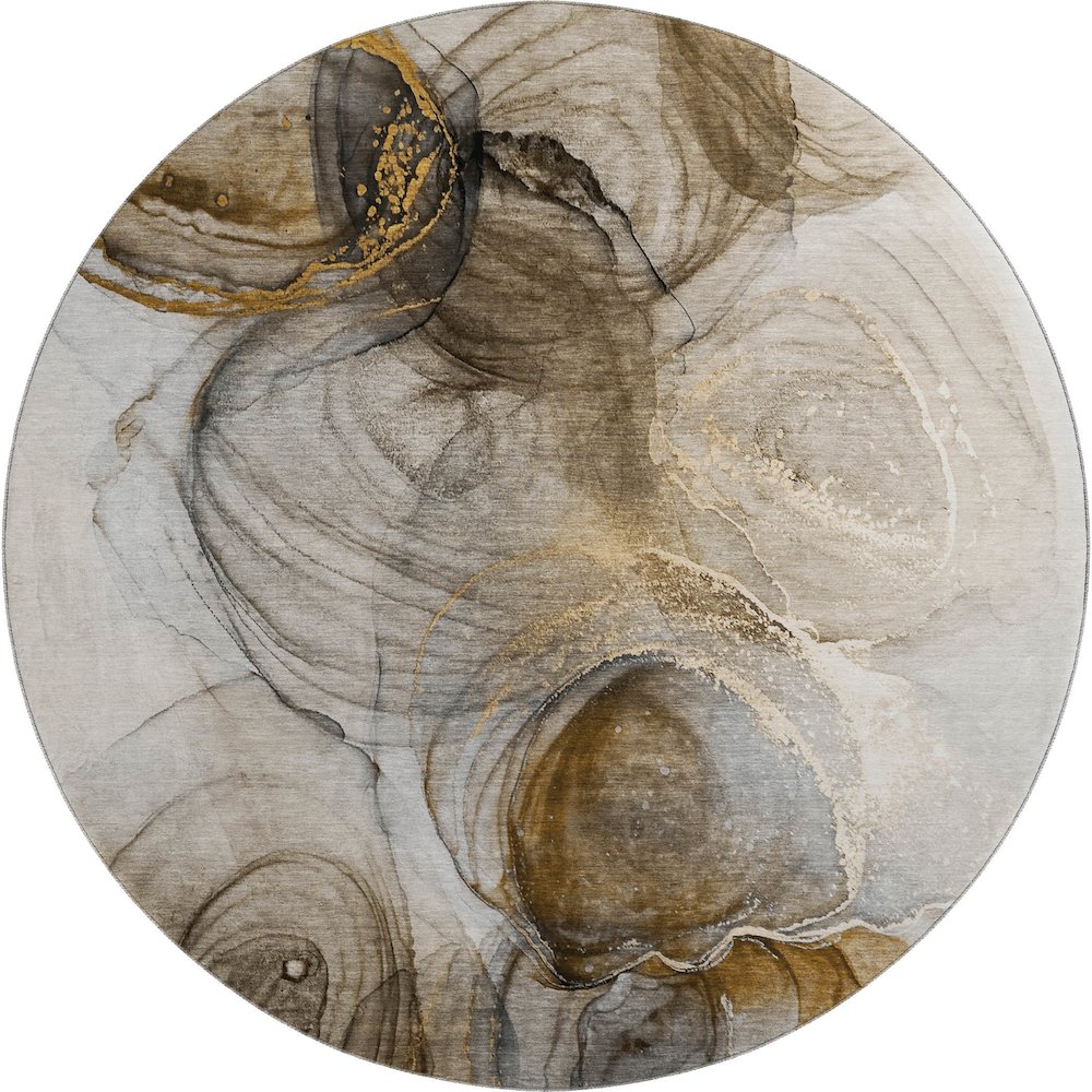 Premium Machine Washable Mayfield  Brown 8' x 8' Round Rug. Picture 1
