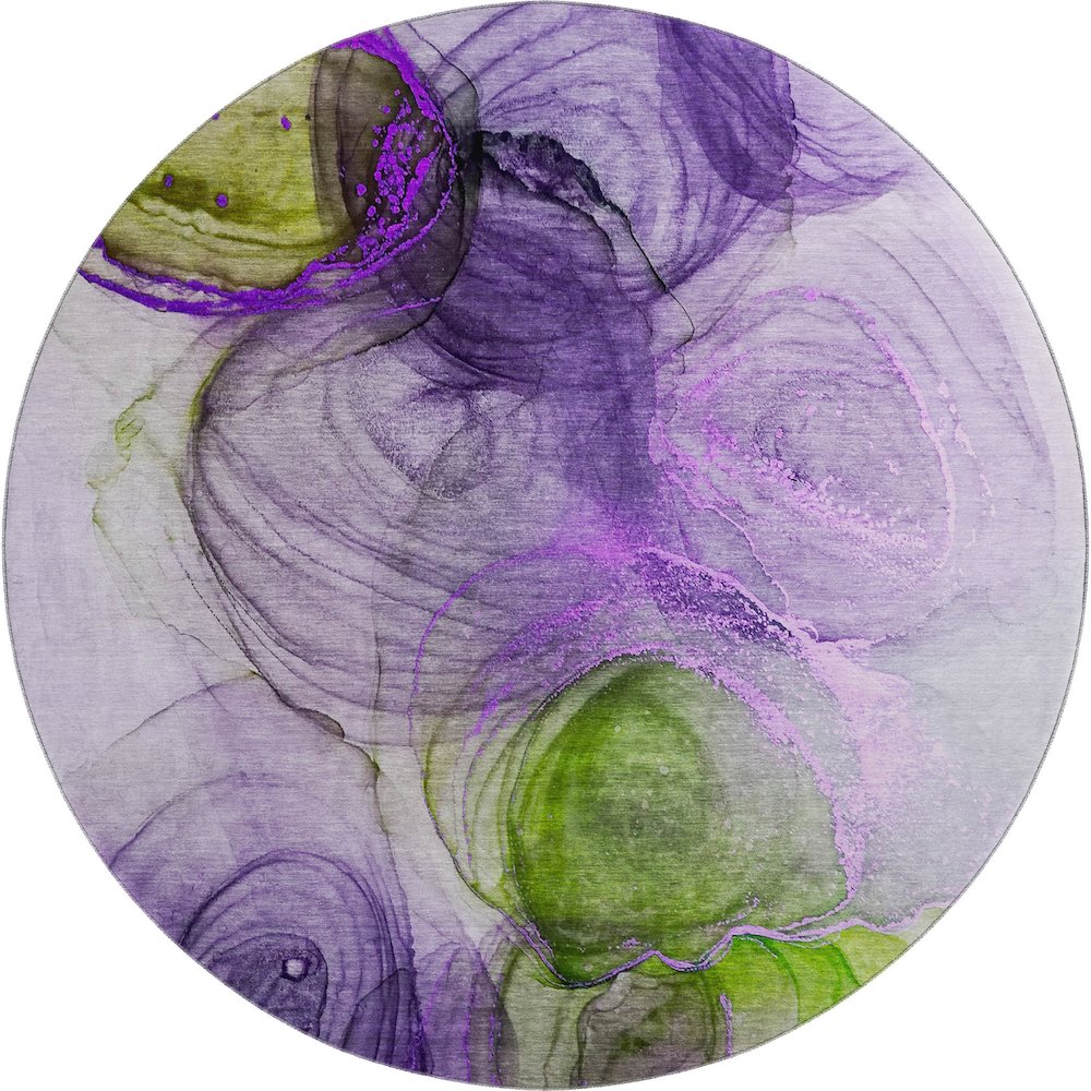 Premium Machine Washable Mayfield  Purple 8' x 8' Round Rug. Picture 1