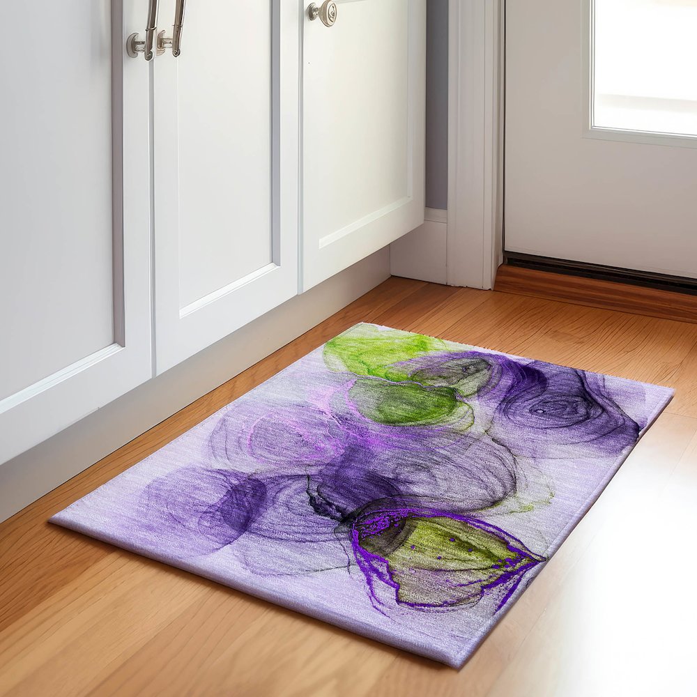 Premium Machine Washable Mayfield  Purple 1'8" x 2'6" Rug. Picture 5