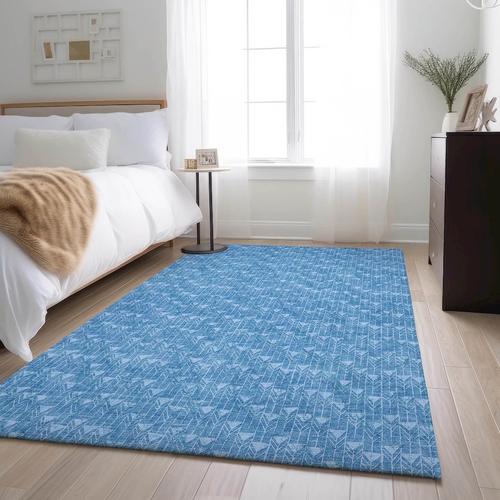 Premium Machine Washable Mayfield  Blue 2'6" x 3'10" Rug. Picture 5