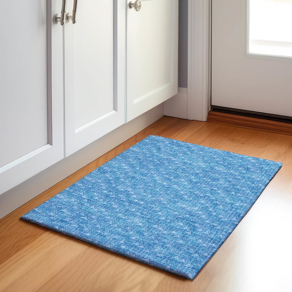 Premium Machine Washable Mayfield  Blue 1'8" x 2'6" Rug. Picture 5