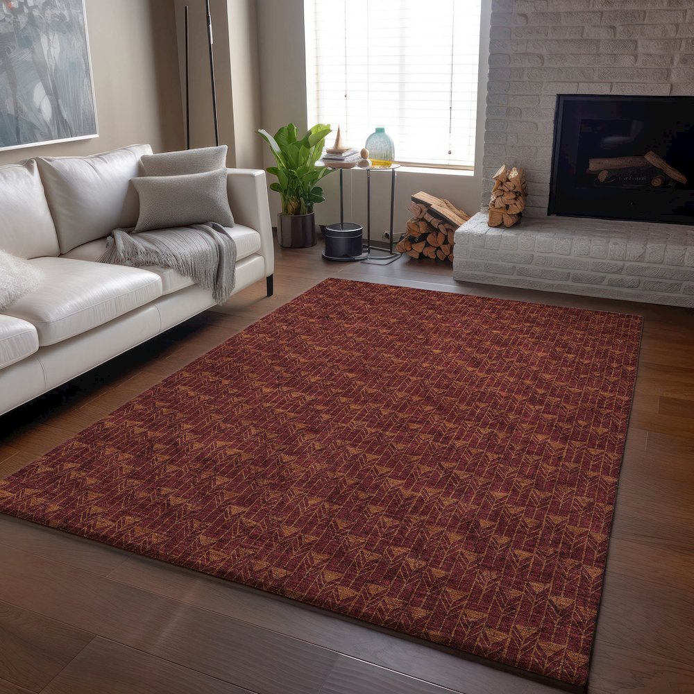 Premium Machine Washable Mayfield  Burgundy 2'6" x 3'10" Rug. Picture 6