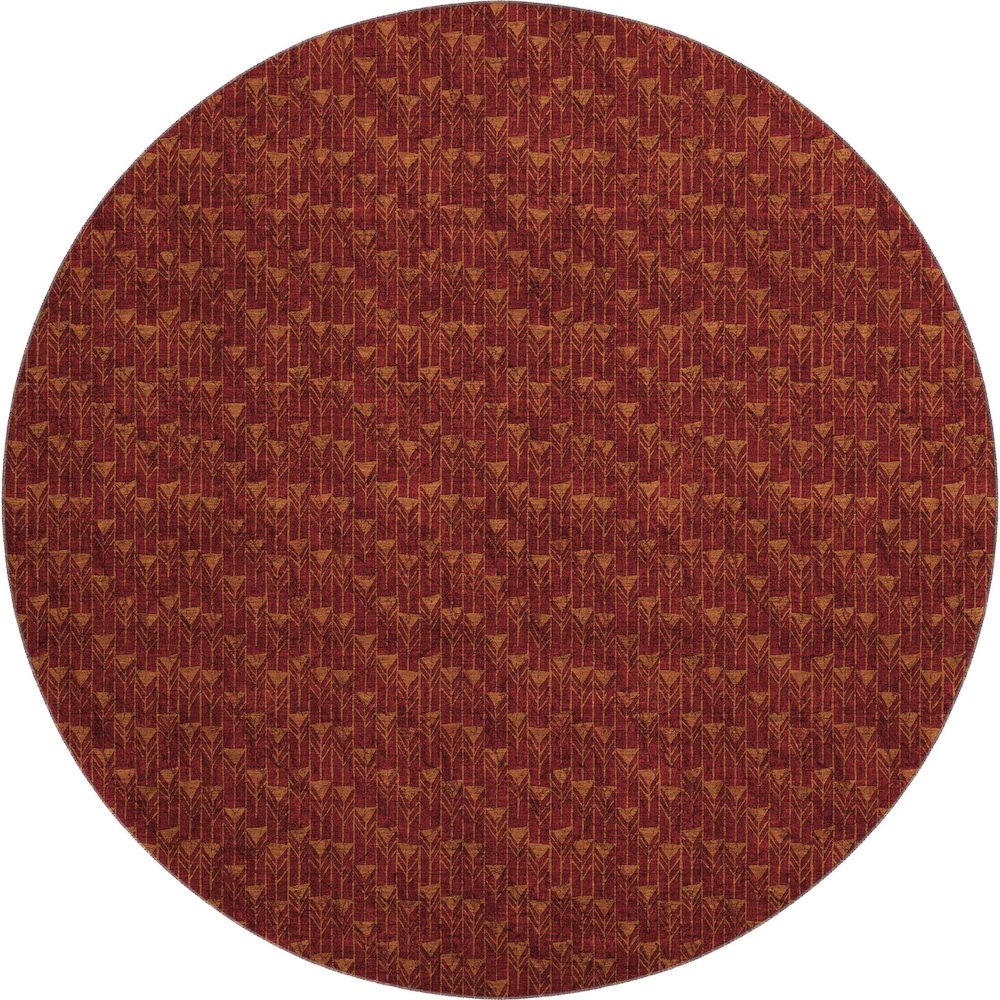 Premium Machine Washable Mayfield  Burgundy 8' x 8' Round Rug. Picture 1