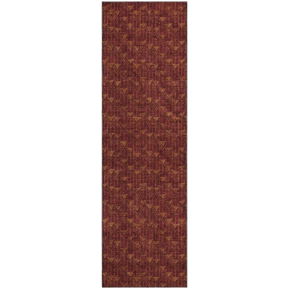 Premium Machine Washable Mayfield  Burgundy 2'3" x 7'6" Runner Rug. Picture 1