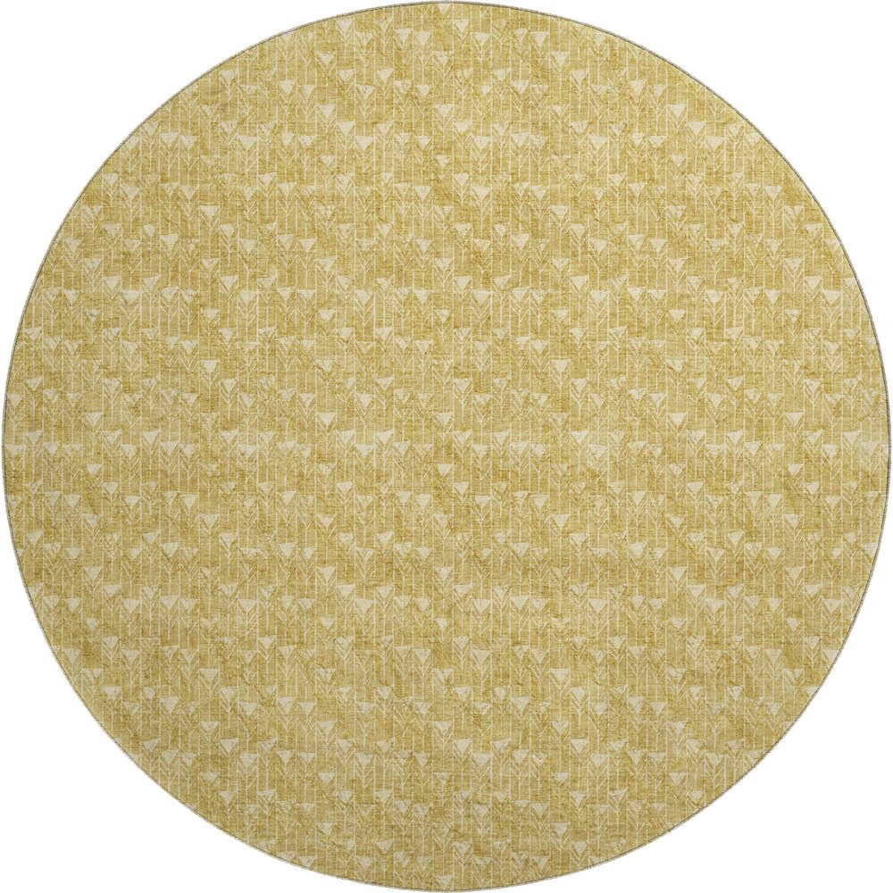 Premium Machine Washable Mayfield  Gold 8' x 8' Round Rug. Picture 1
