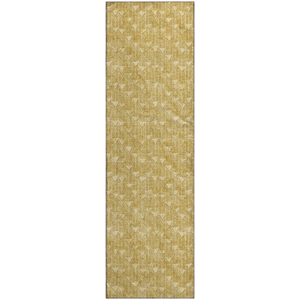 Premium Machine Washable Mayfield  Gold 2'3" x 7'6" Runner Rug. Picture 1