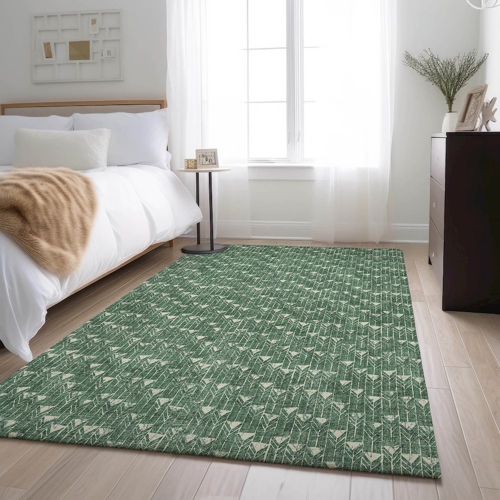 Premium Machine Washable Mayfield  Green 2'6" x 3'10" Rug. Picture 5