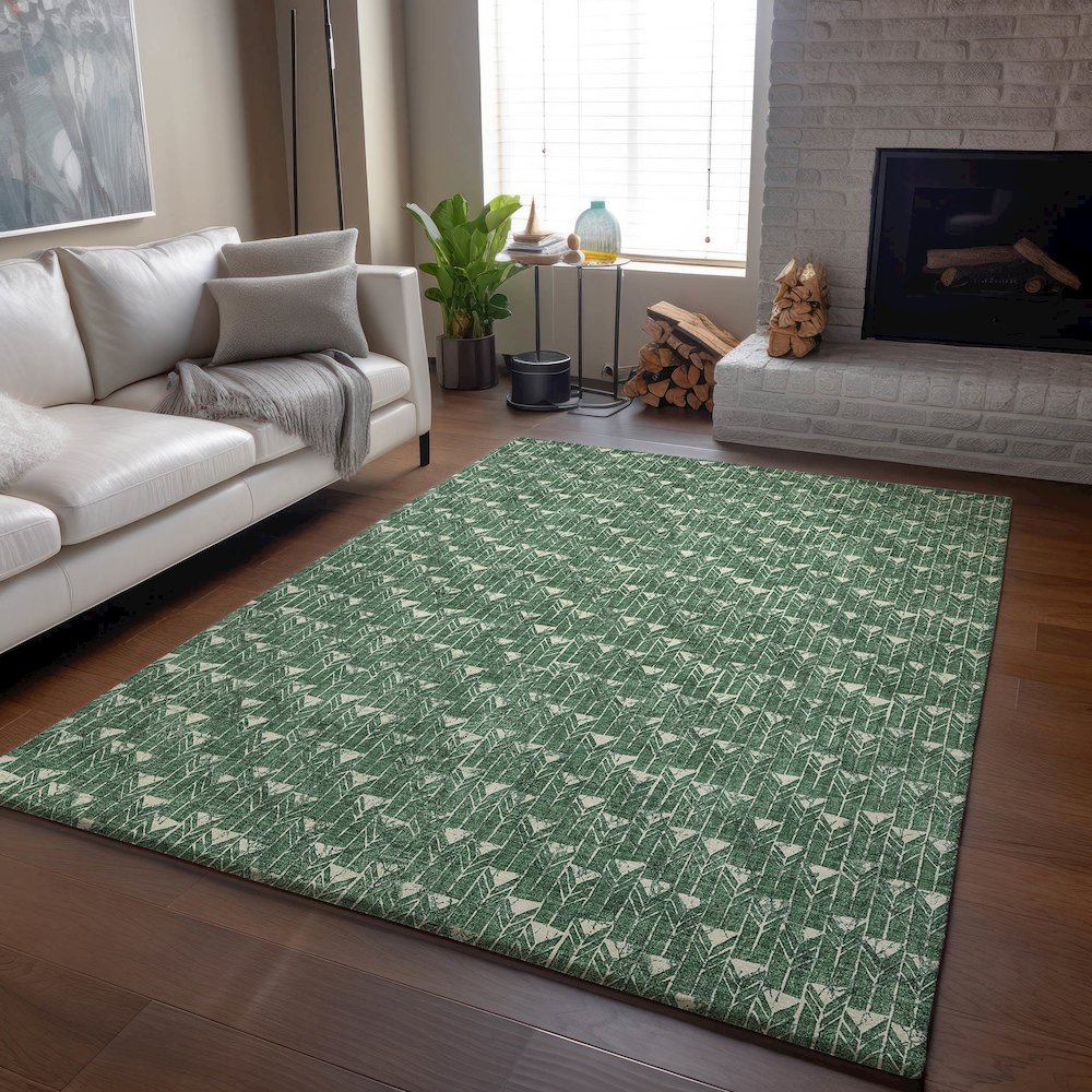 Premium Machine Washable Mayfield  Green 2'6" x 3'10" Rug. Picture 6
