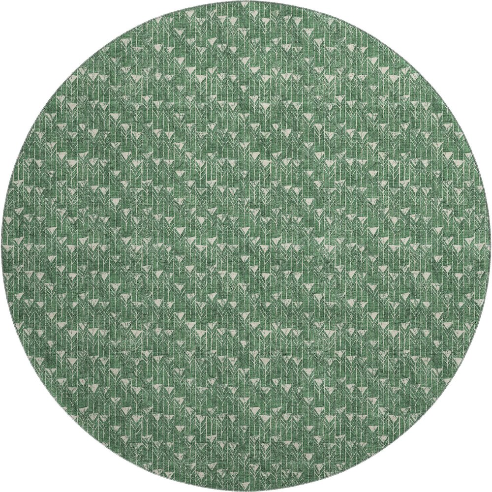 Premium Machine Washable Mayfield  Green 8' x 8' Round Rug. Picture 1