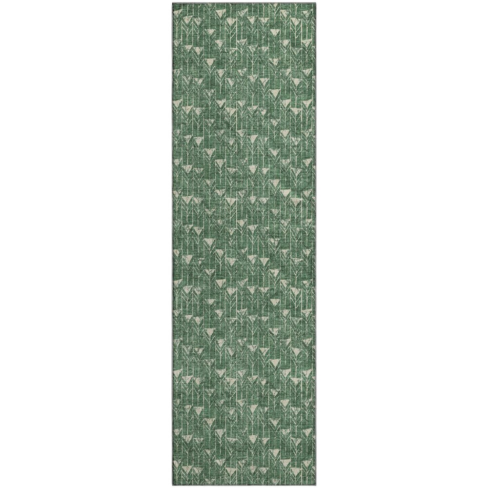 Premium Machine Washable Mayfield  Green 2'3" x 7'6" Runner Rug. Picture 1