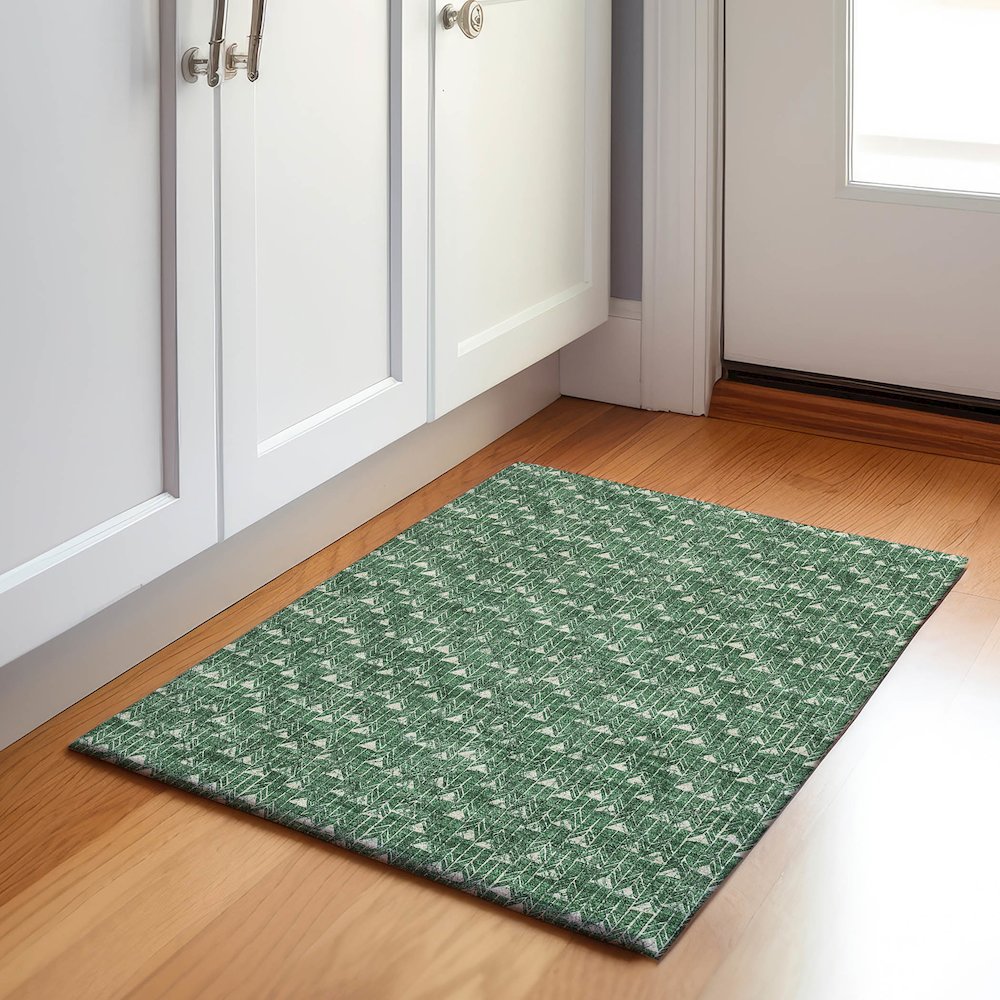 Premium Machine Washable Mayfield  Green 1'8" x 2'6" Rug. Picture 5