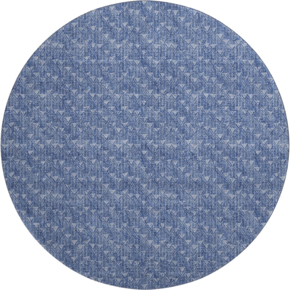 Premium Machine Washable Mayfield  Navy 8' x 8' Round Rug. Picture 1