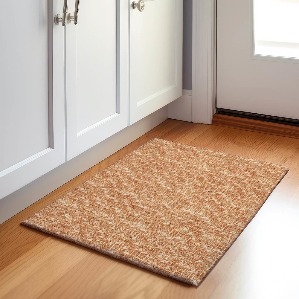 Premium Machine Washable Mayfield  Salmon 1'8" x 2'6" Rug. Picture 5