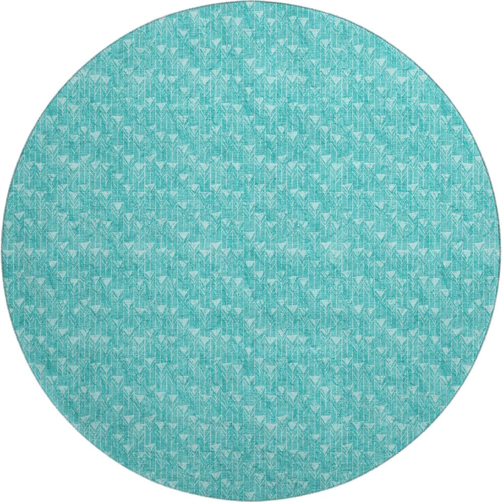 Premium Machine Washable Mayfield  Teal 8' x 8' Round Rug. Picture 1